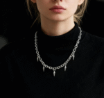 Silver Spike Choker – Gothic Punk Chunky Chain Necklace - Image 3