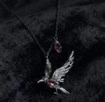 Crimson Crow Necklace – Gothic Raven Pendant Jewelry - Image 3
