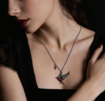 Crimson Crow Necklace – Gothic Raven Pendant Jewelry - Image 4