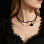 Victorian Black Rose Choker – Gothic Double-Strand Beaded Necklace - Image 4