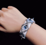 Dragon Eye Leather Cuff – Gothic Punk Spiked Wristband - Image 3