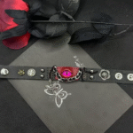 Dragon Eye Punk Leather Cuff – Handmade Gothic Butterfly Bracelet - Image 4