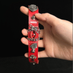 Blood Red Eyeball Leather Cuff – Handmade Gothic Punk Bracelet - Image 4