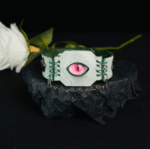 Pink Eye Pastel Goth Leather Bracelet – Handmade Star Charm Cuff - Image 4