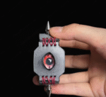 Red Demon Eye Grey Leather Cuff – Handmade Punk Gothic Bracelet - Image 3