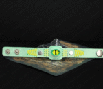 Green Eye Leather Cuff – Handmade Punk Gothic Bracelet - Image 4