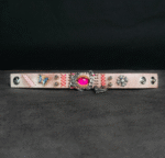 Pink Eye Spiked Leather Cuff – Handmade Goth Punk Bracelet - Image 4